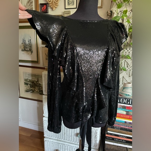 Nicole Miller Sequin ruffle top - Picture 5 of 6